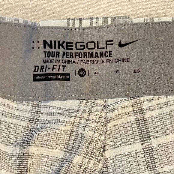 NIKE GOLF TOUR PERFORMANCE Shorts FIT DRY Utility Gray Plaid Men's Size 40 - Picture 8 of 11